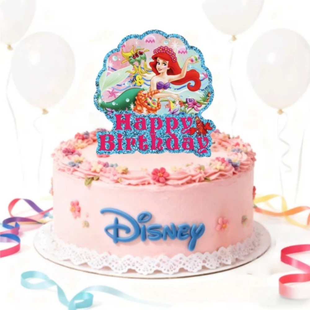 

25 шт., топперы для торта принцессы Диснея, Русалочки, Ариэль, тема океана, топперы для кексов, украшения для дня рождения, рождественской вечеринки, подарки