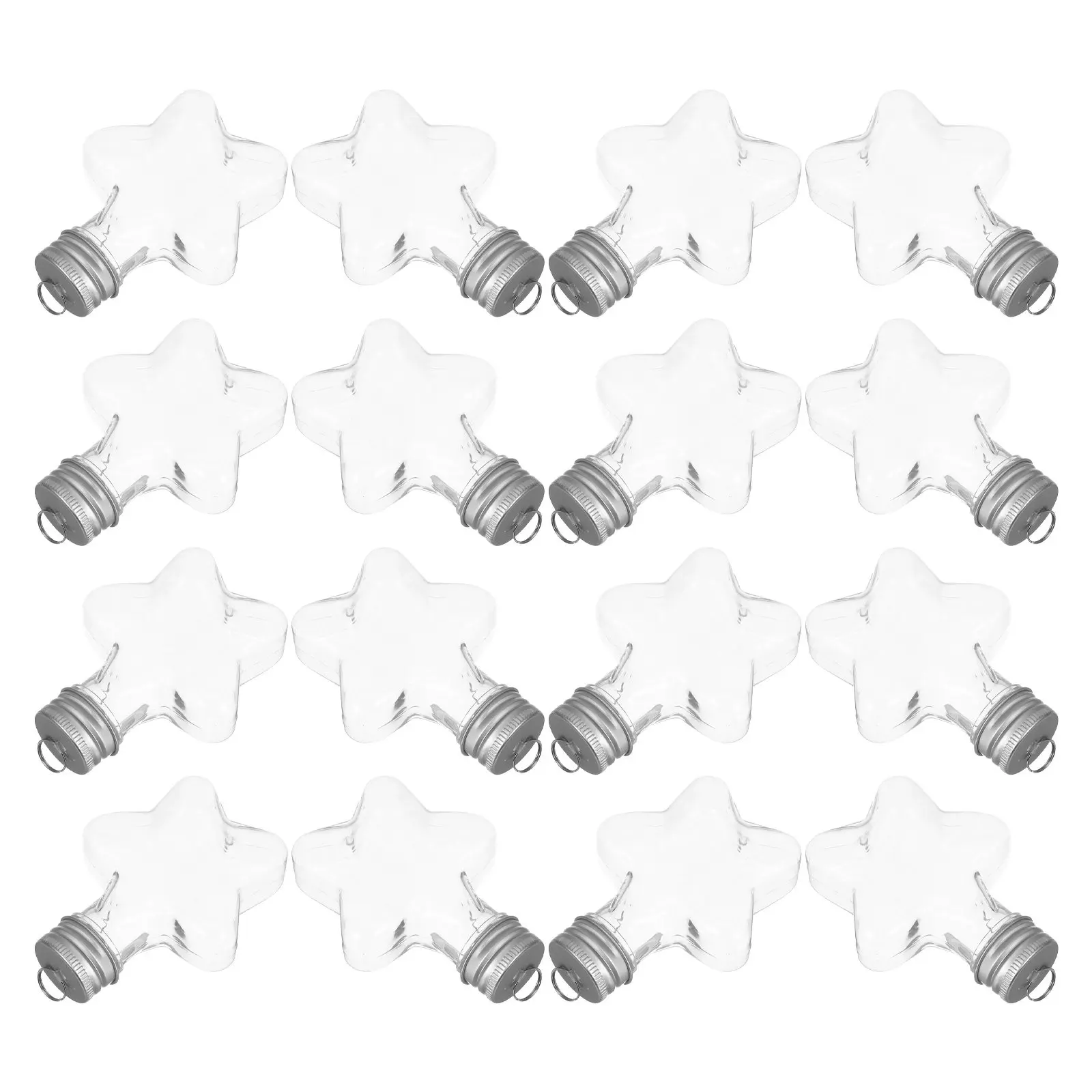 20Pcs Star Shaped Clear Plastic Hanging Ornaments 50Ml Fillable Bottles for Christmas DIY Candy Drinks Wishing Decorations