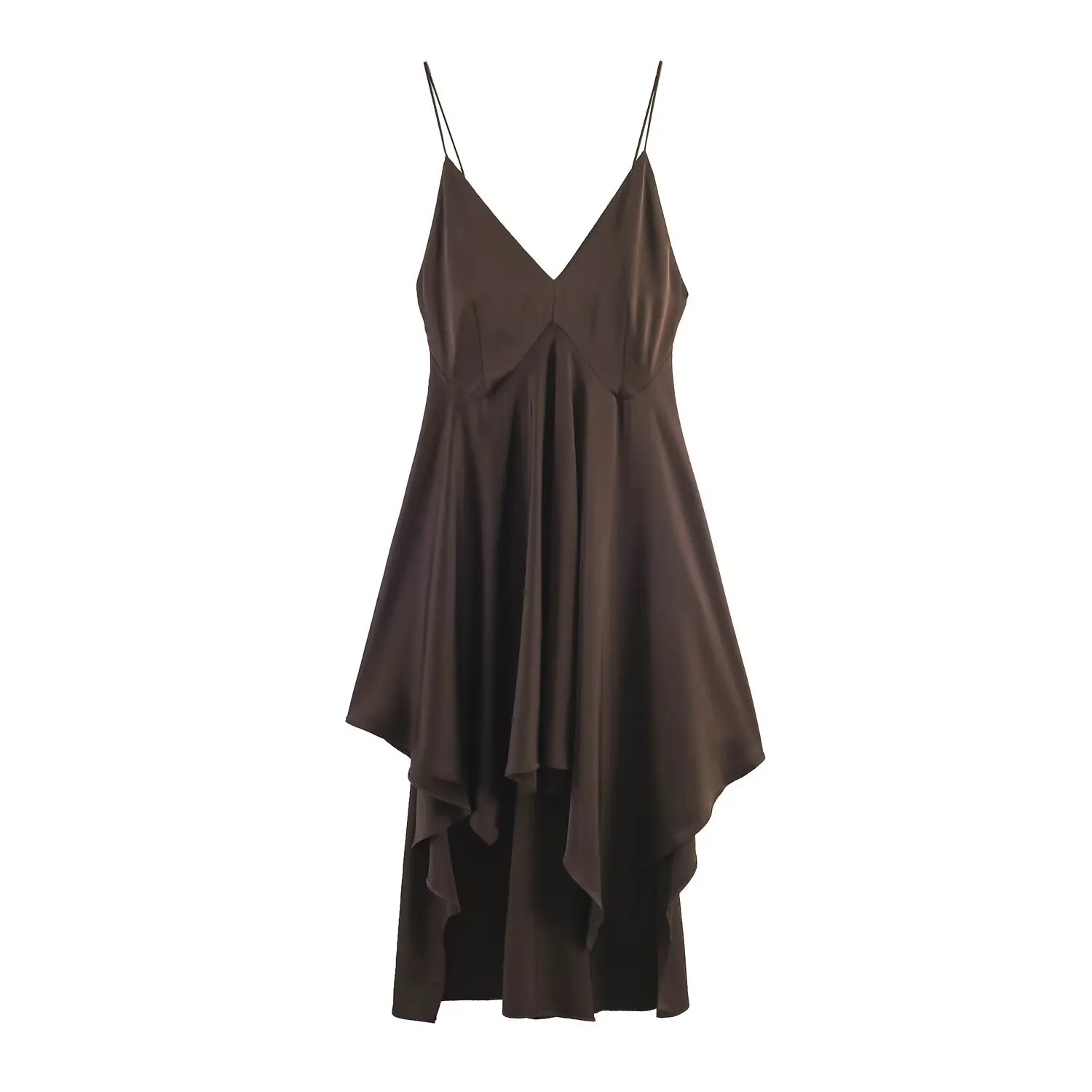 

Withered 2026 European And American Spring New Style Stylish Deep V-neck Napping Layered Decorative Dress For Women