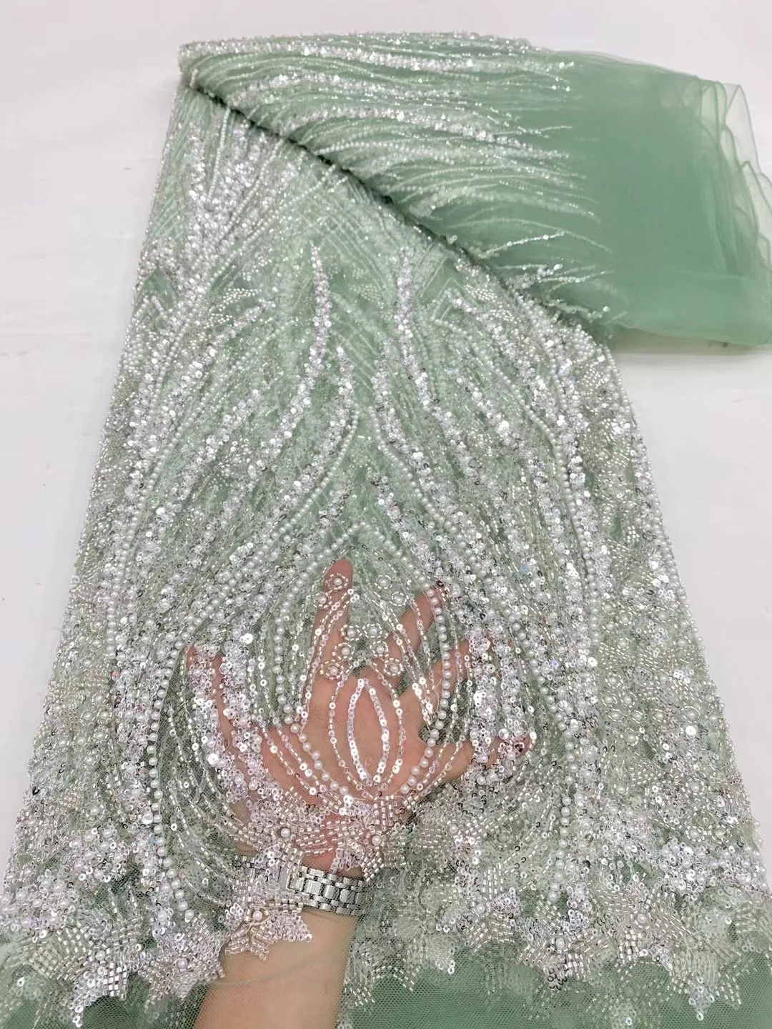 Gold Purple White African Net Lace Fabric 2024 High Quality Nigerian Shiny Sequins French Tulle Mesh Fabric For Wedding DP0220