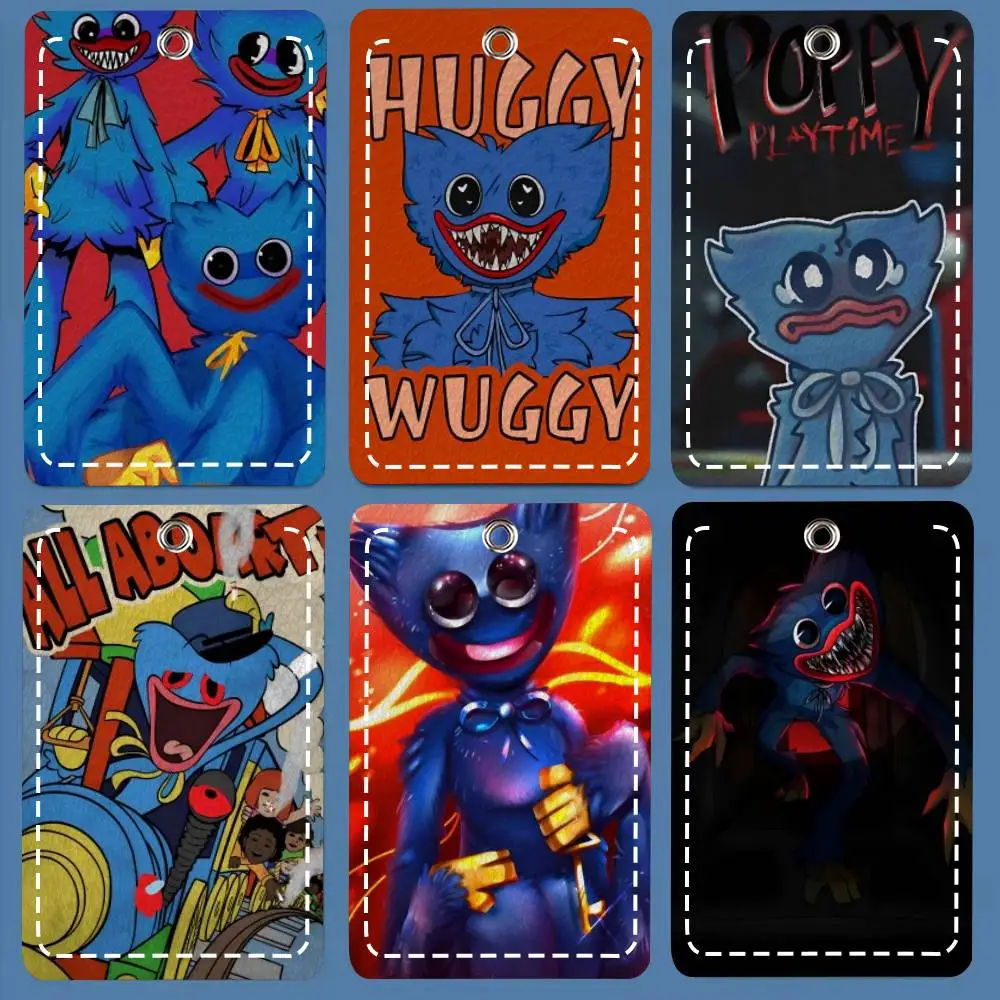 H-Huggy Wuggy Poppy Playtime - Funda protectora rectangular de cuero suave para tarjetas de crédito y tarjetas de autobús
