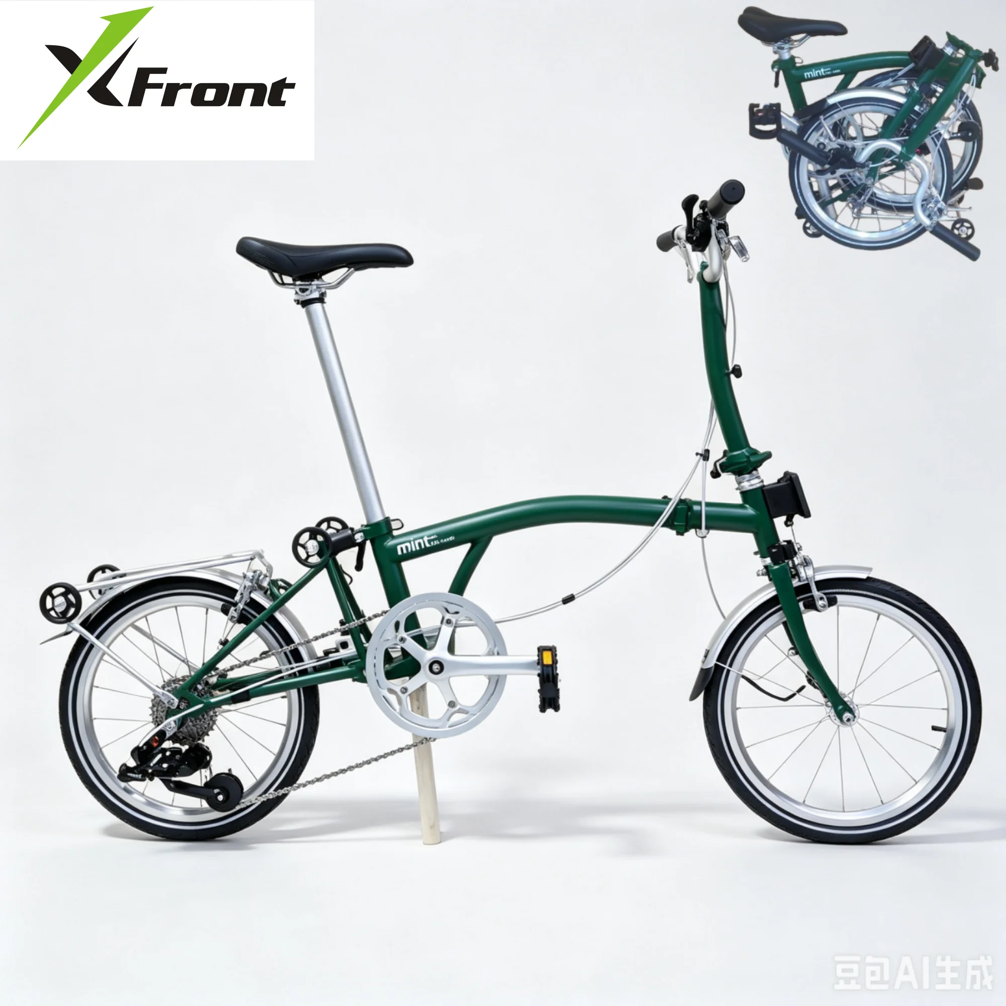 Folding Bike 16 Inch Foldable City Bike 9 speed 349 wheelset 3 Fold for Adults Fold Bicycle Outdoor Lightweight Portable Bike