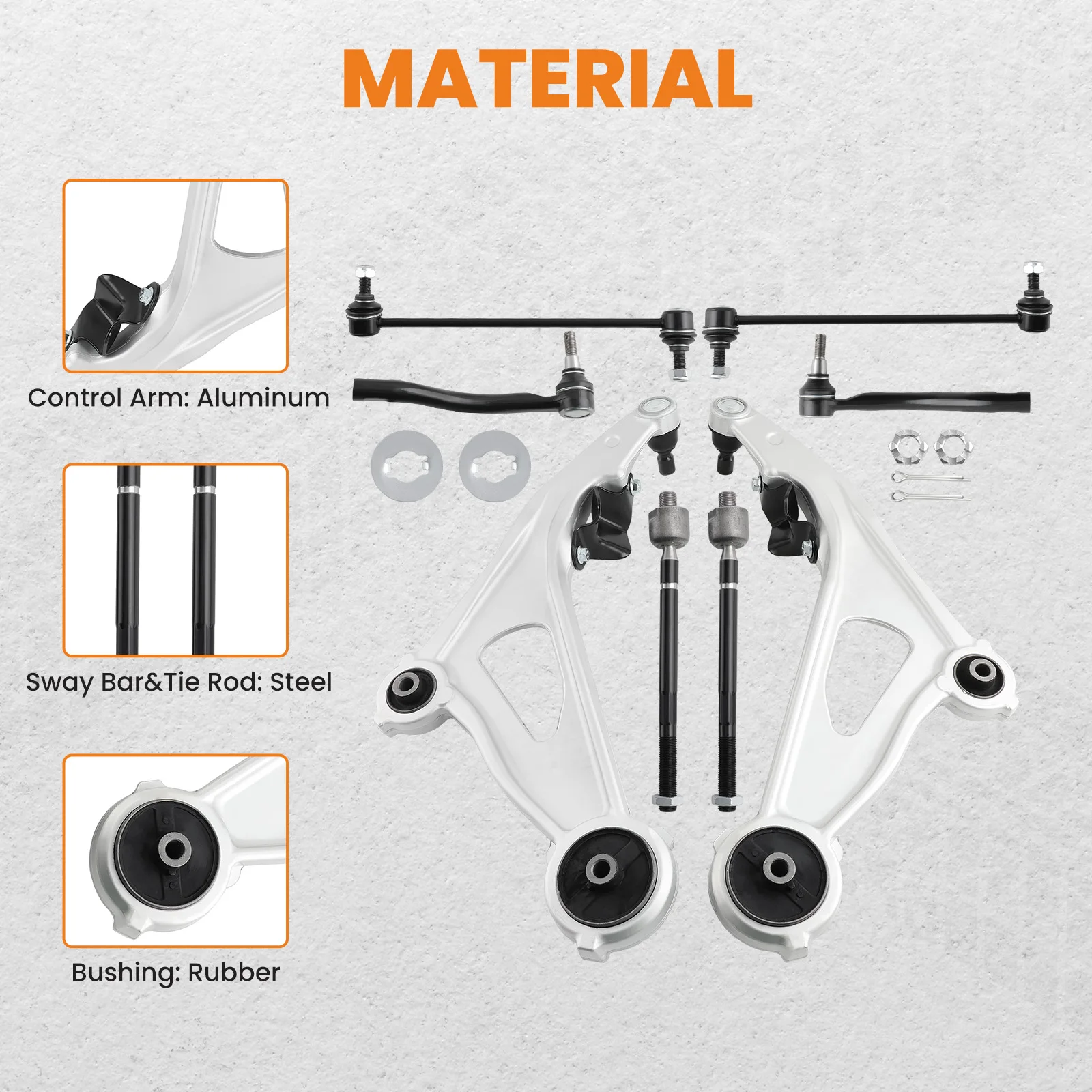 8pcs Front Lower Control Arms for Nissan Pathfinder Infiniti JX35 QX60  2013-2020   546683JA0B 546683JA0C 546684BA0C