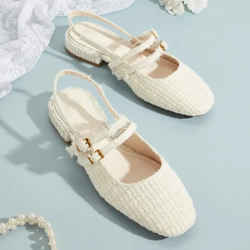 NOVEDAD DE VERANO 2025 Sandalias Xiaoxiangfeng Sandalias planas de tacón grueso para mujer 2025, nuevos zapatos de mujer de talla grande a la moda 35-43