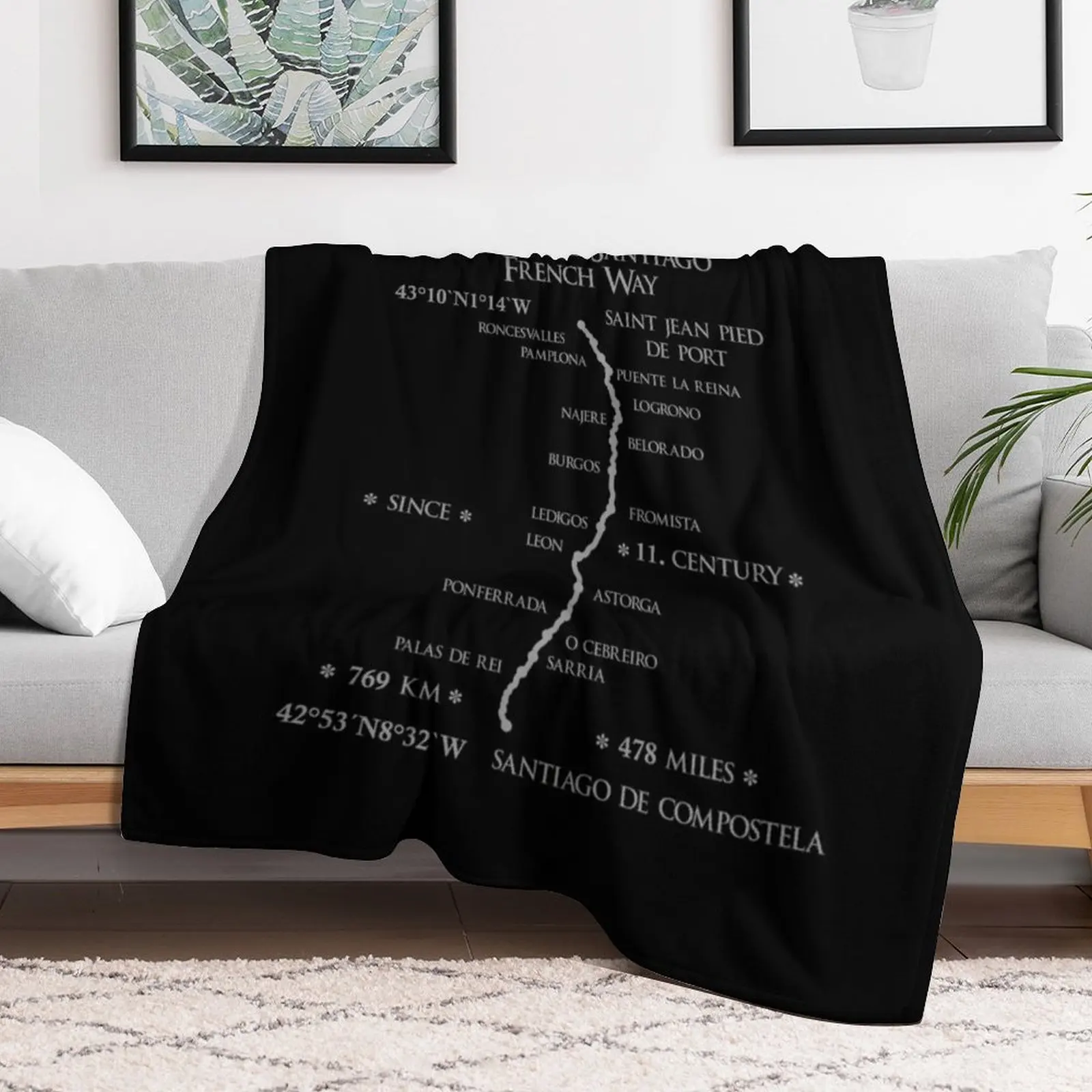 Jacobsweg Pilgrimage Route Spain / Camino frances Throw Blanket Blankets For Sofas heavy to sleep Designers Blankets