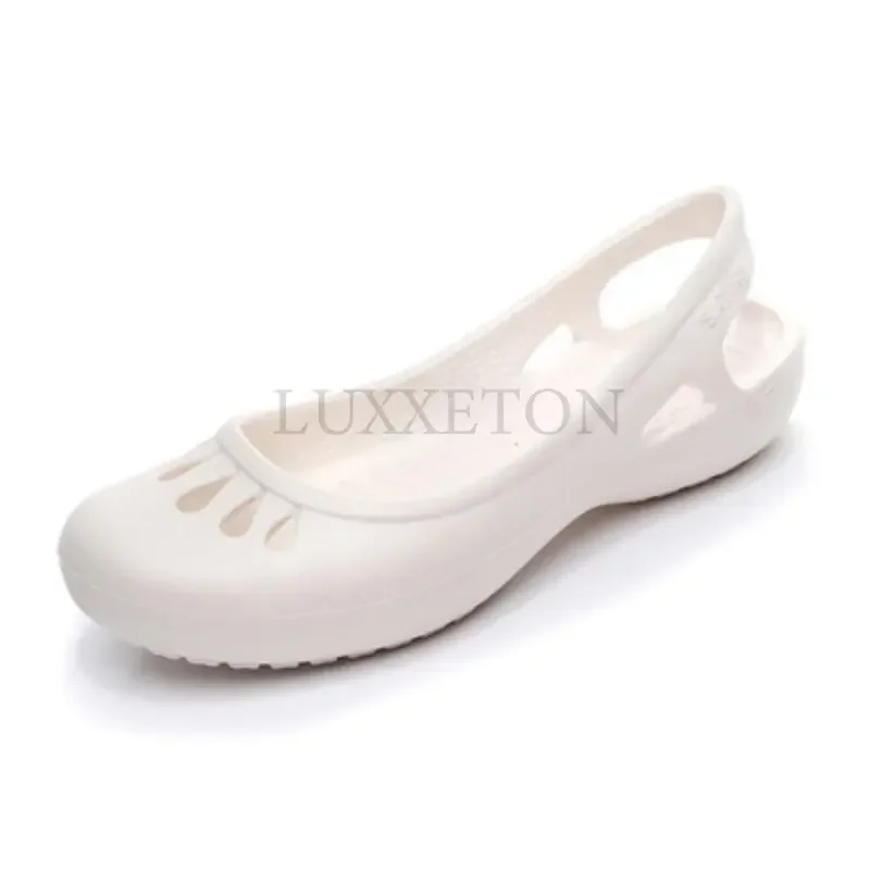 Women Clogs Jelly Sandals Home Non-slip Summer Hole Shoes Female Flat Slippers Plastic Female  Waterproof EVA Garden