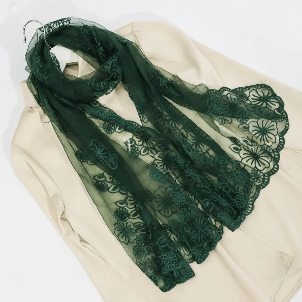 

Retro Elegant Lace Scarf Long Thin Retro Style Headscarf Thin Literary Korean Version Scarf Sunscreen