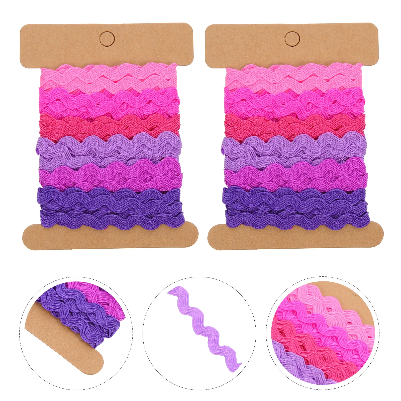 

2Pcs Colorful Wave Bending Fringe Ribbon Wear Resistant Wrinkle Resistant DIY Sewing Trim for Clothes Dress Decorative