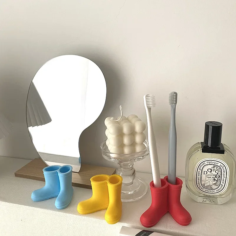 Toothbrush Holder Cartoon Silicone Rain Boots Holder Toothbrush Stand Pen Organizer Tools Storage Rack Bathroom Accessories