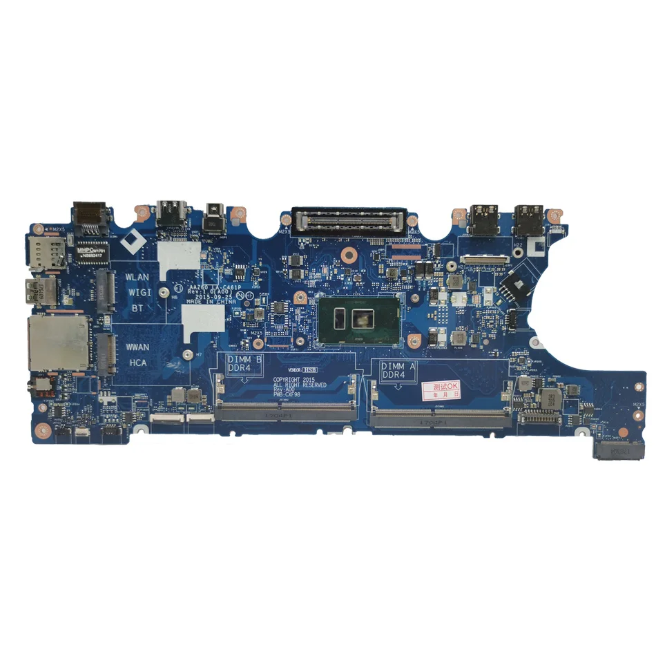 Pour Dell Latitude E7470 carte mère d'ordinateur portable LA-C461P 0DGYY5 0VNKRJ 03GMP2 02R1TC i3 i5 i7 6th Gen CPU carte mère pour ordinateur portable