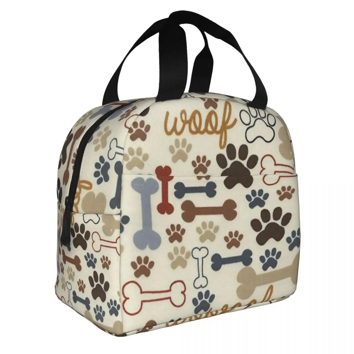 Dog Paw Print Insulated Lunch Bag Large Border Terrier Lunch Container Cooler Bag Tote Lunch Box Beach Picnic Bento Pouch