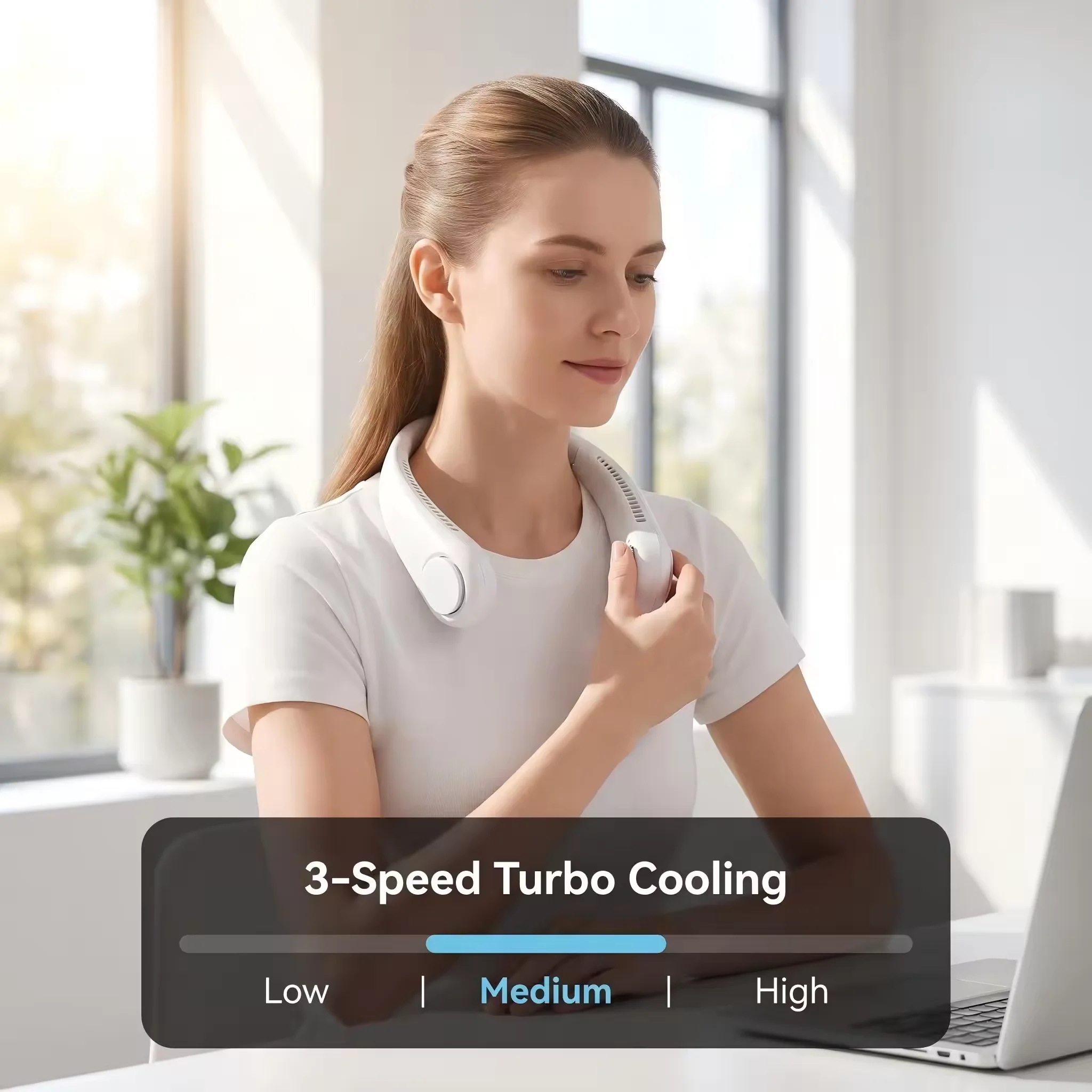 Portable Mini Bladeless Fan USB Charging New Style Cooling Fan for Outdoor Use Neck-Hanging Design Small Bladeless Neck Fan