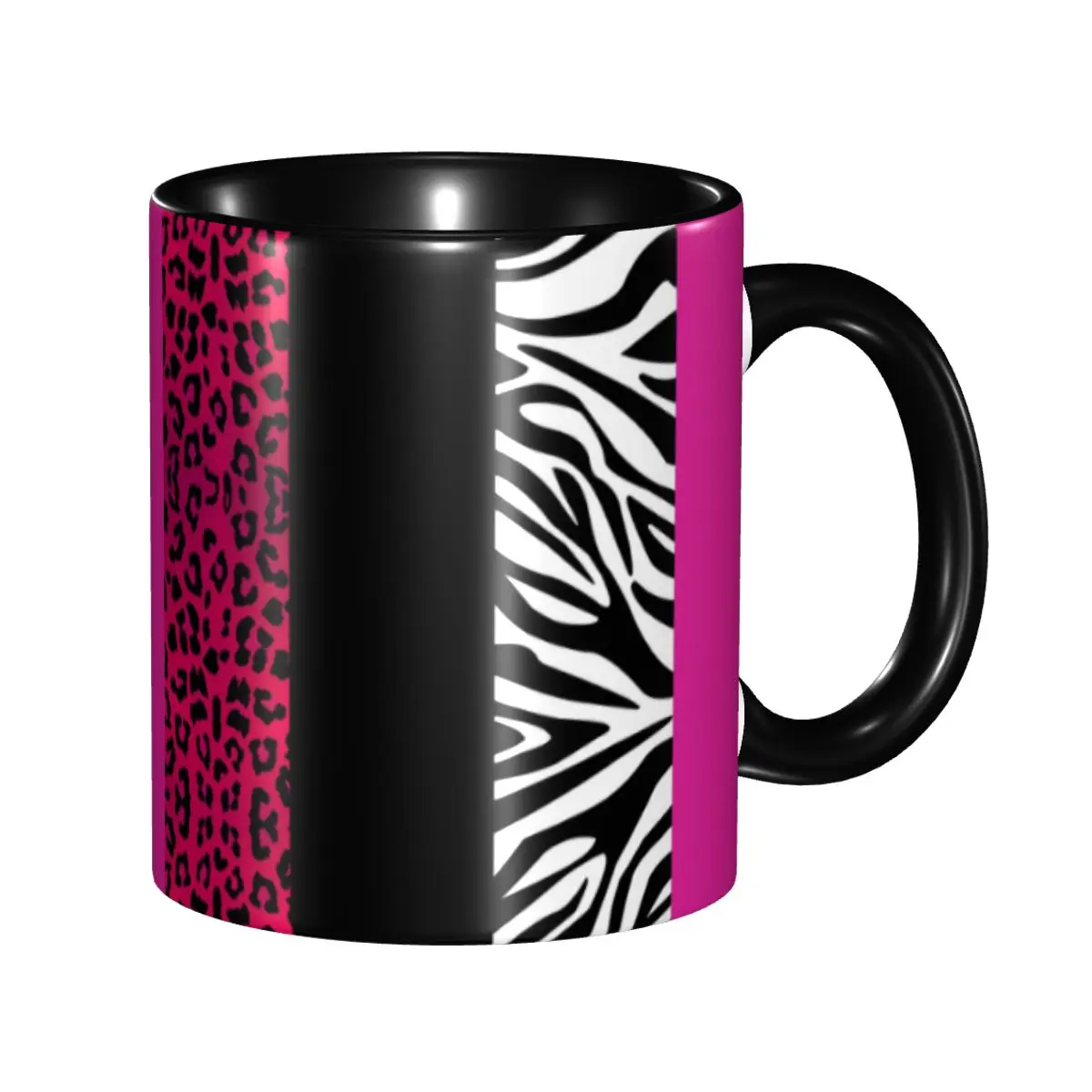 

Customized Hot Pink Zebra And Leopard Animal Print Stripes Coffee Mug DIY Ceramic Tea Milk Cup