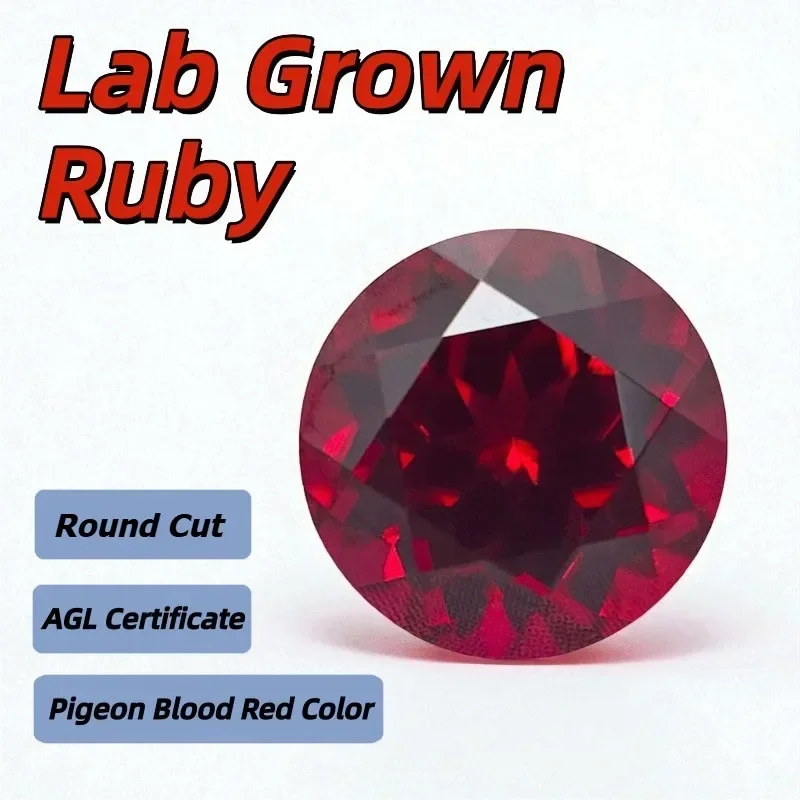Lab Grown Ruby Hot Sales Round Cut Pigeon Blood Red Color DIY Charms Jewelry Making Main Materials Selectable Certificate