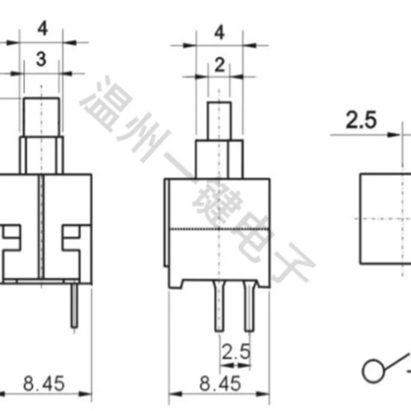 10 PCS Low price 2pin 8.45*8.45MM KFT-8.45A switch push button high head latching reed switch Plastic durable usb key switch