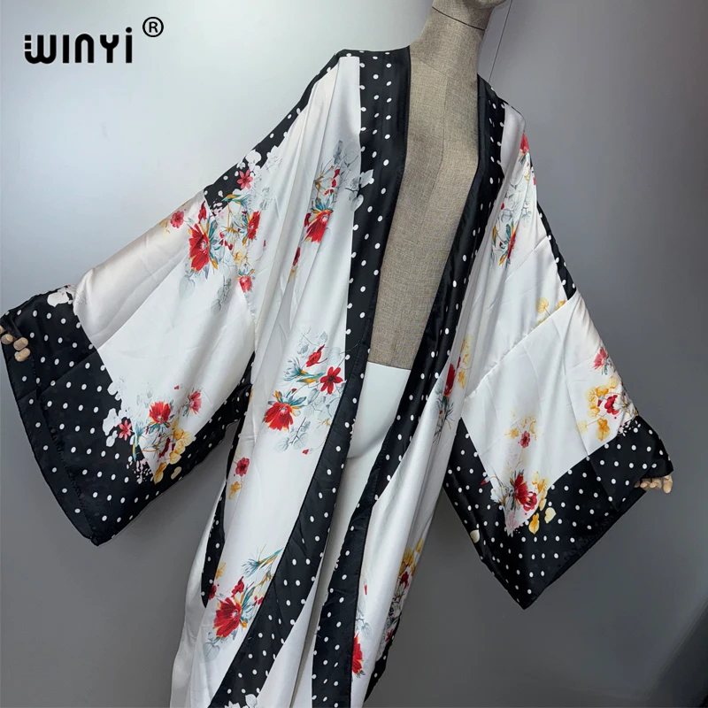Winyi boêmio quimono moda kaftan beachwear cardigan sexy vestido de noite abaya dubai luxo cover-ups roupas de praia feminino