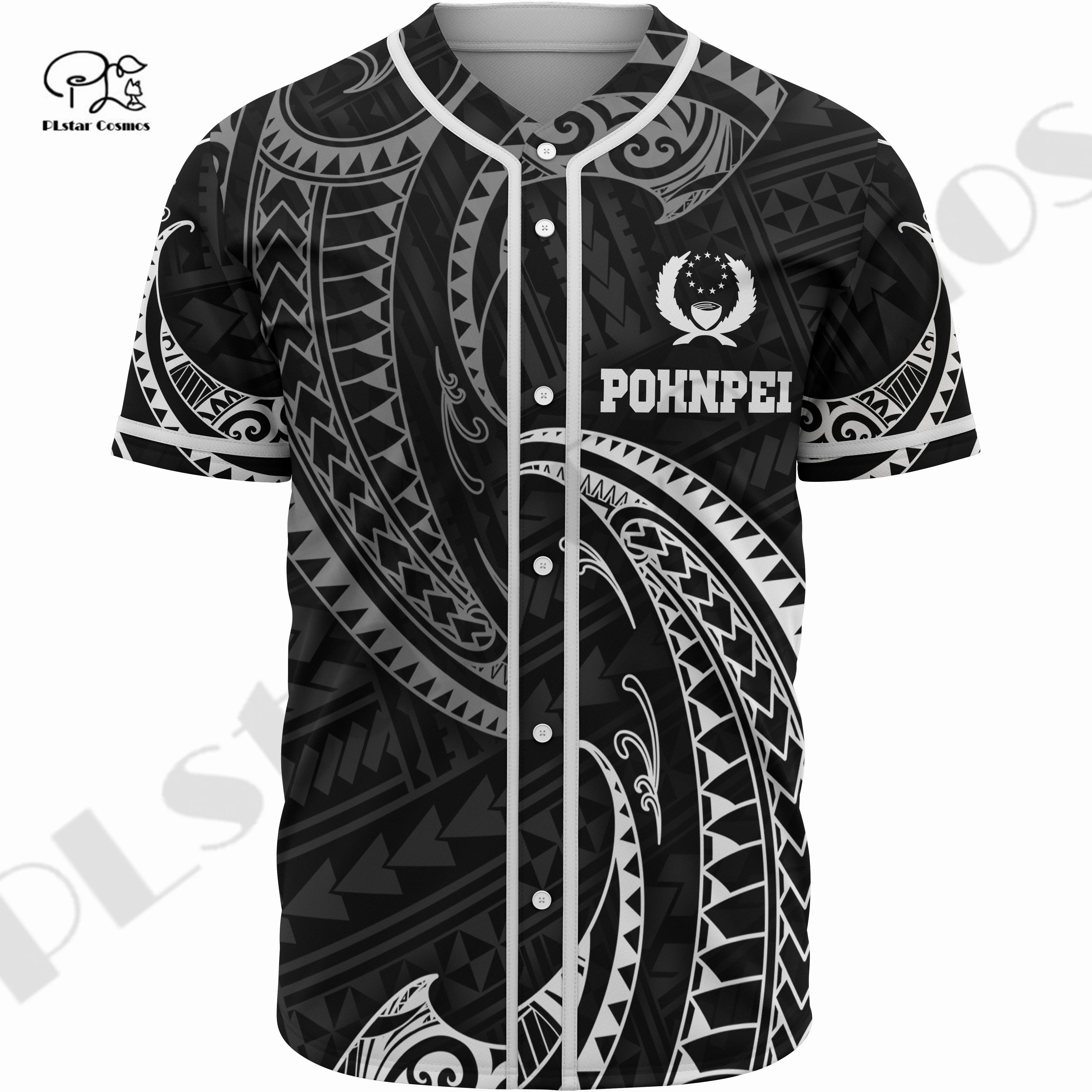 Pohnpei Polynesian Wave Tattoo 3D All Over Printed Men\'s Baseball Shirt Summer Casual Baseball Jersey Unisex hip hop Tops BQS-02