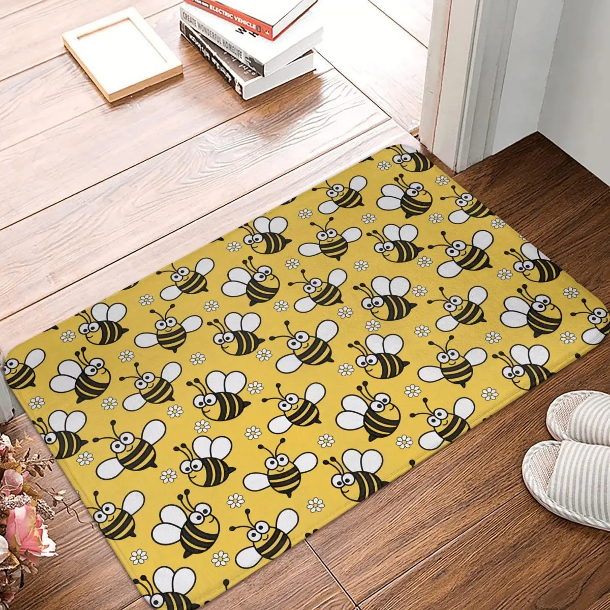 Cute Little Bee Doormat Non-Slip Entrance Bathroom Kitchen Door Floor Mat Living Room Rug Carpet Footpad