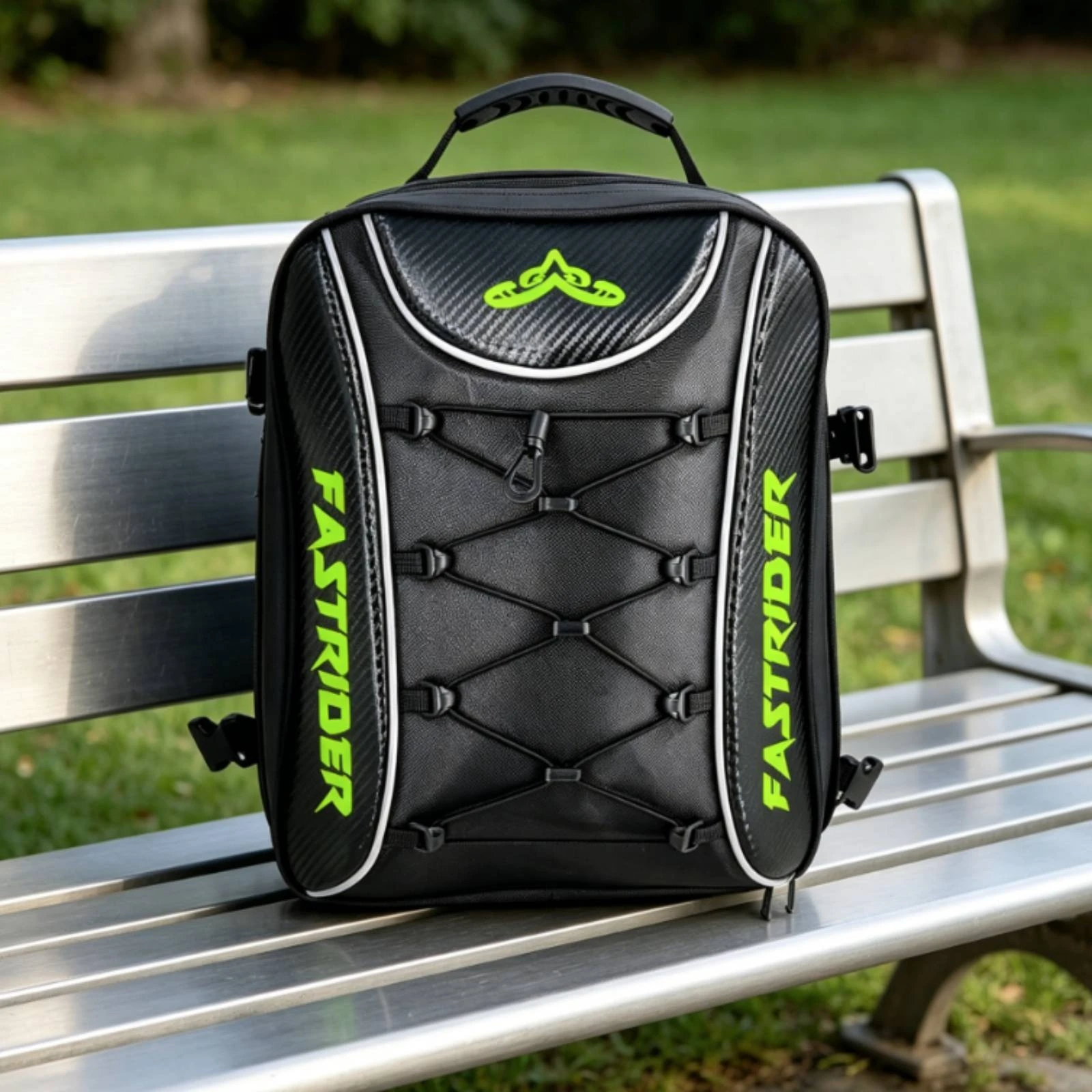 Picture 7: Motorcycle Tail Bag Elastic Cord Panel Expandable Tail Bag Reflective Trim Easy to Carry