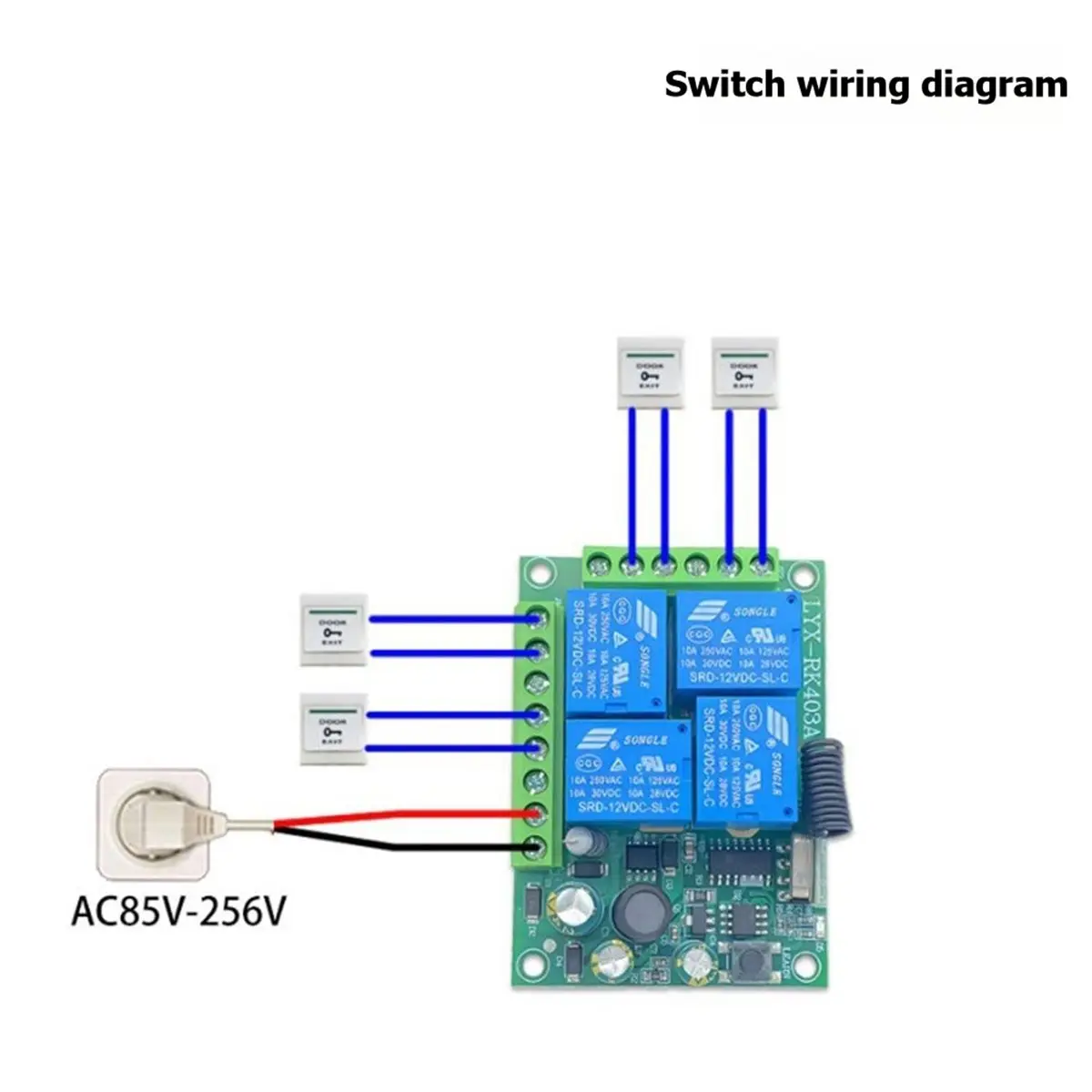 new(A67I) 433MHz Universal Wireless Remote Control AC220V 4CH Relay Receiver and Transmitter for Universal Garage Door Control