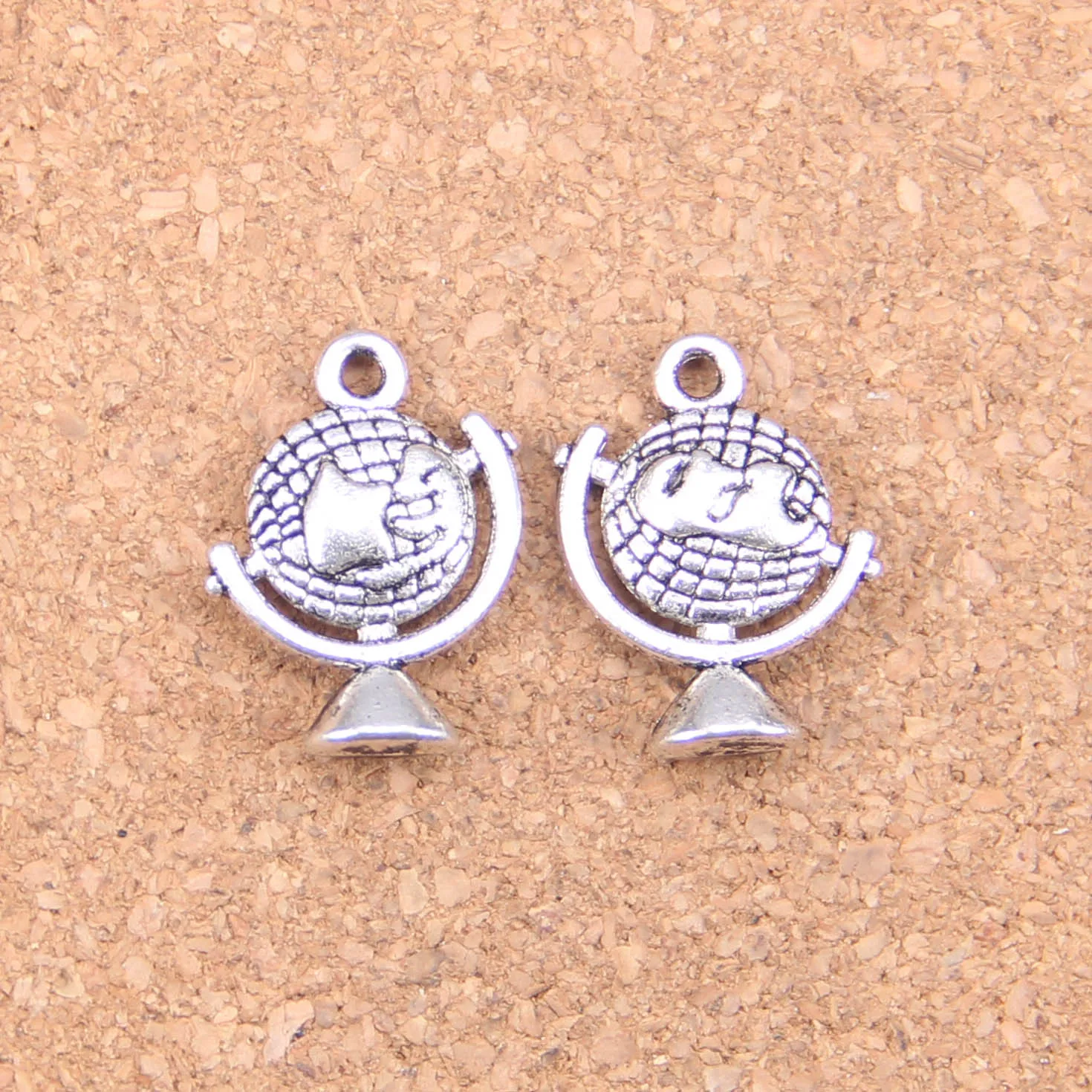 48pcs Charms Earth Globe Planet 21x15mm Antique Pendants,Vintage Tibetan Silver Jewelry,DIY For Bracelet Necklace