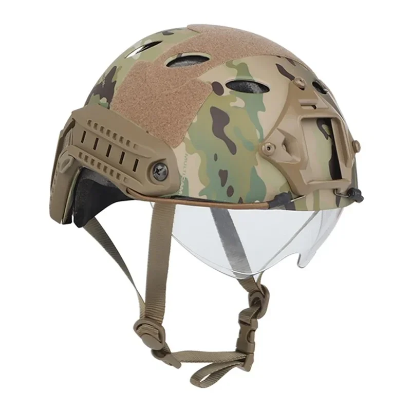 ゴーグル付きの戦術的な狩猟用ヘルメット,Airsoftアクセサリー,ペイントボールギア,屋外射撃保護,ウォーゲーム用スポーツ用品