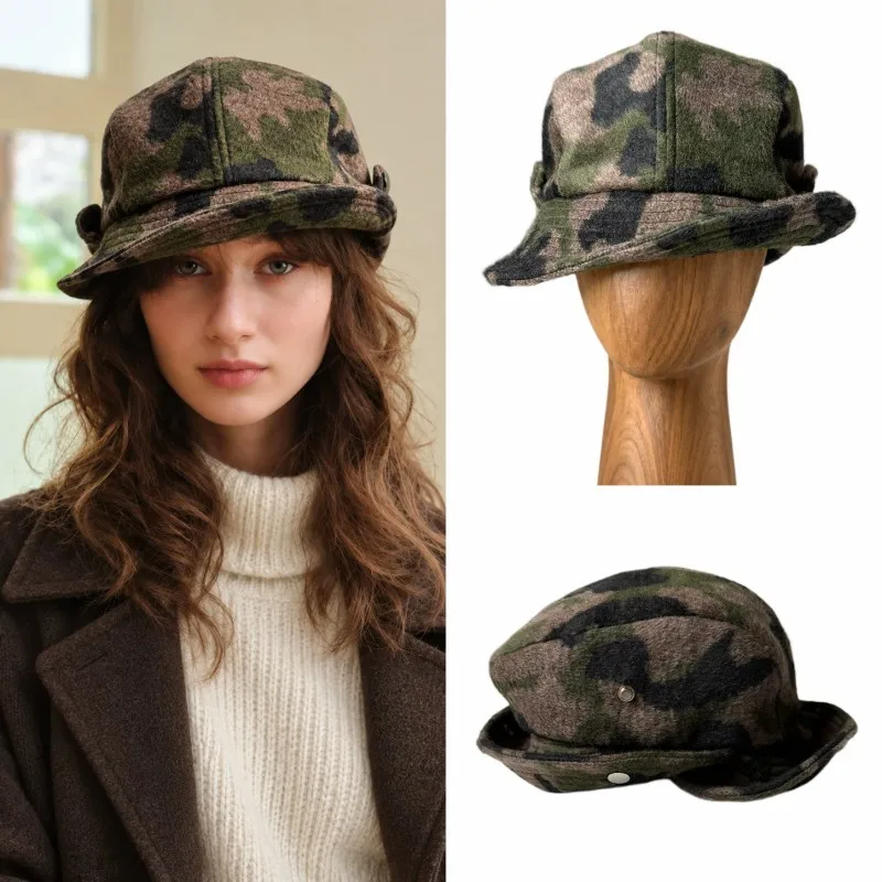 Men Women Camo Green Foldable Soft Brim Bucket Hat Multifunctional Functional Workwear Style Sun Protection Outdoor Hat