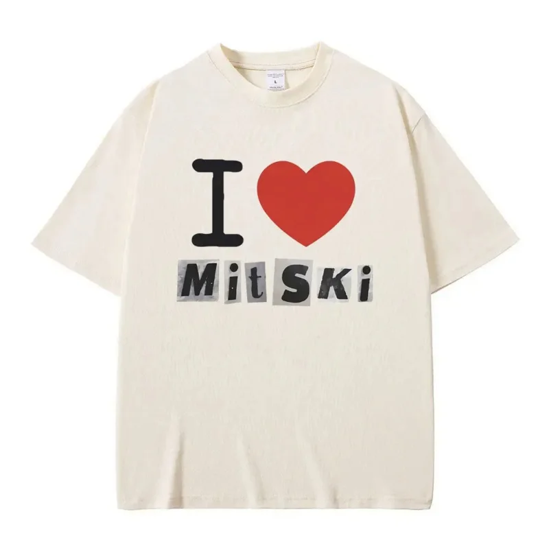 I Love Mitski Print Tshirt Men Women Fashion Casual Oversized T-shirts Unisex Pure Cotton Short Sleeve Tees Vintage Streetwear