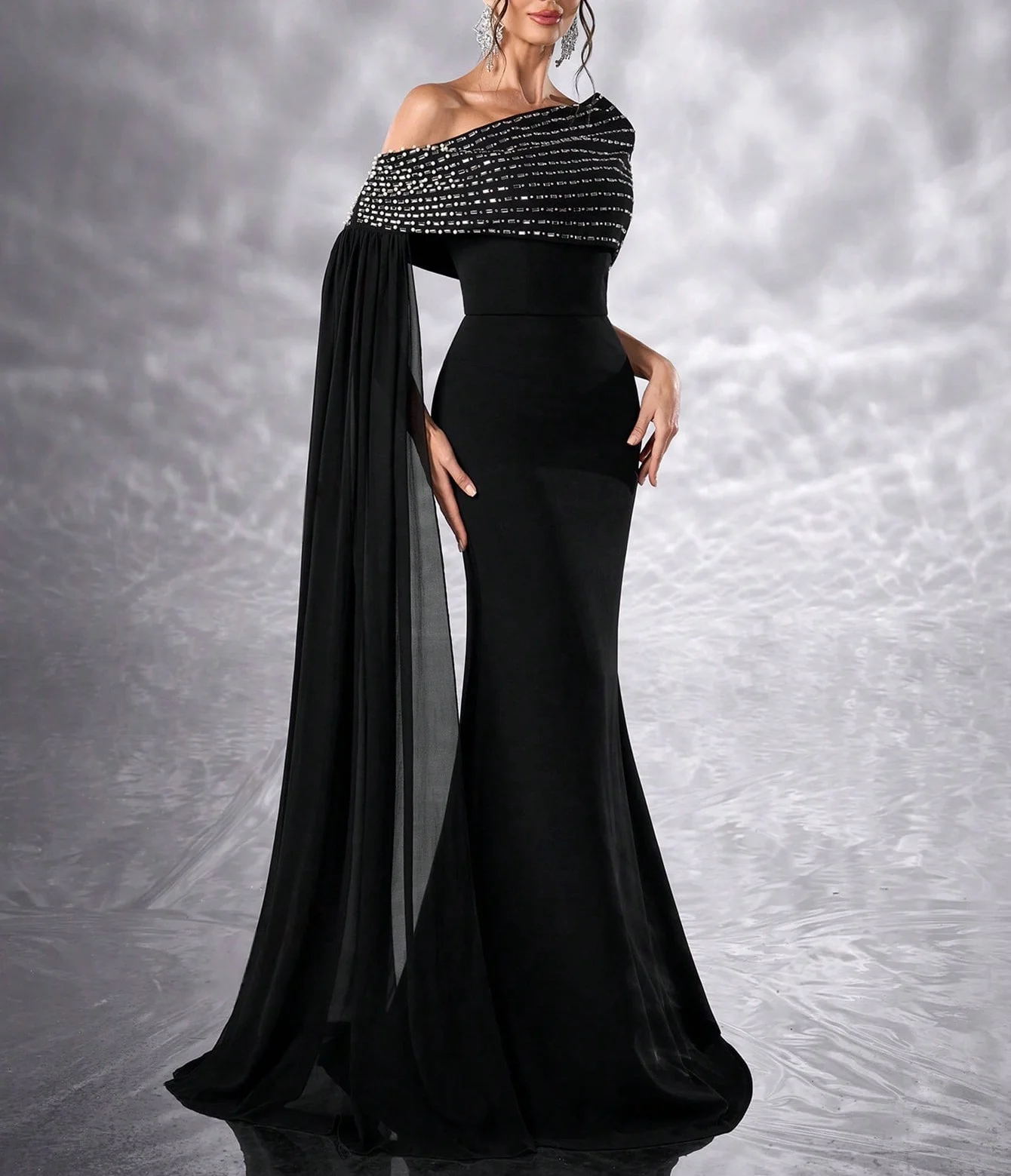 Adore personalizado temperamento elegante novo conjunto de ombro inclinado com diamantes banquete socialite ocasião especial vestido de noite