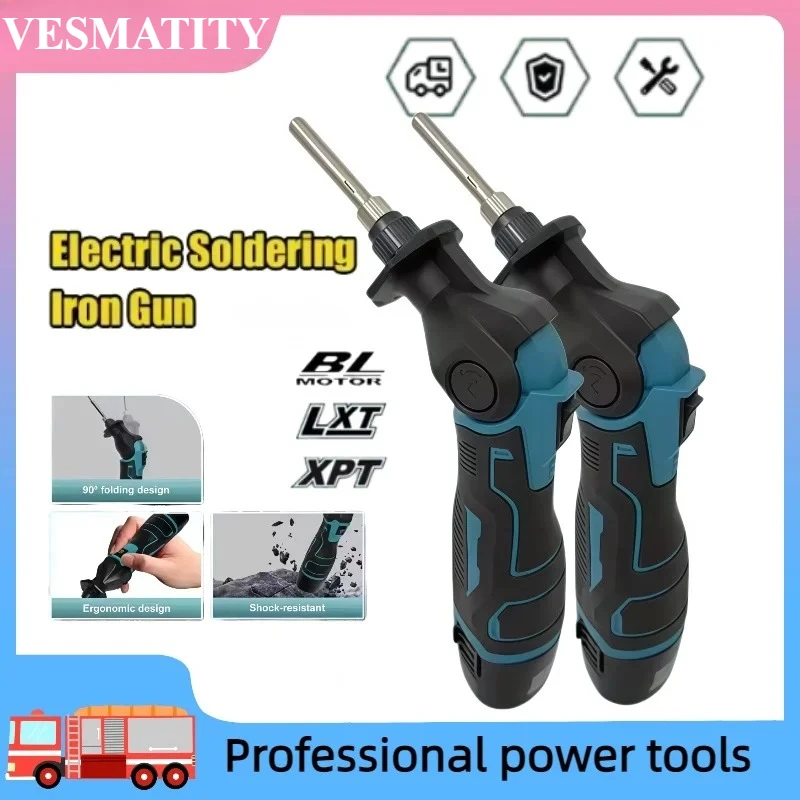 Cordless Electric Soldering Iron Kit Rechargeable Wireless Fast Heating Alloy Welding Device Repair Tools for 18V-20V battery.
