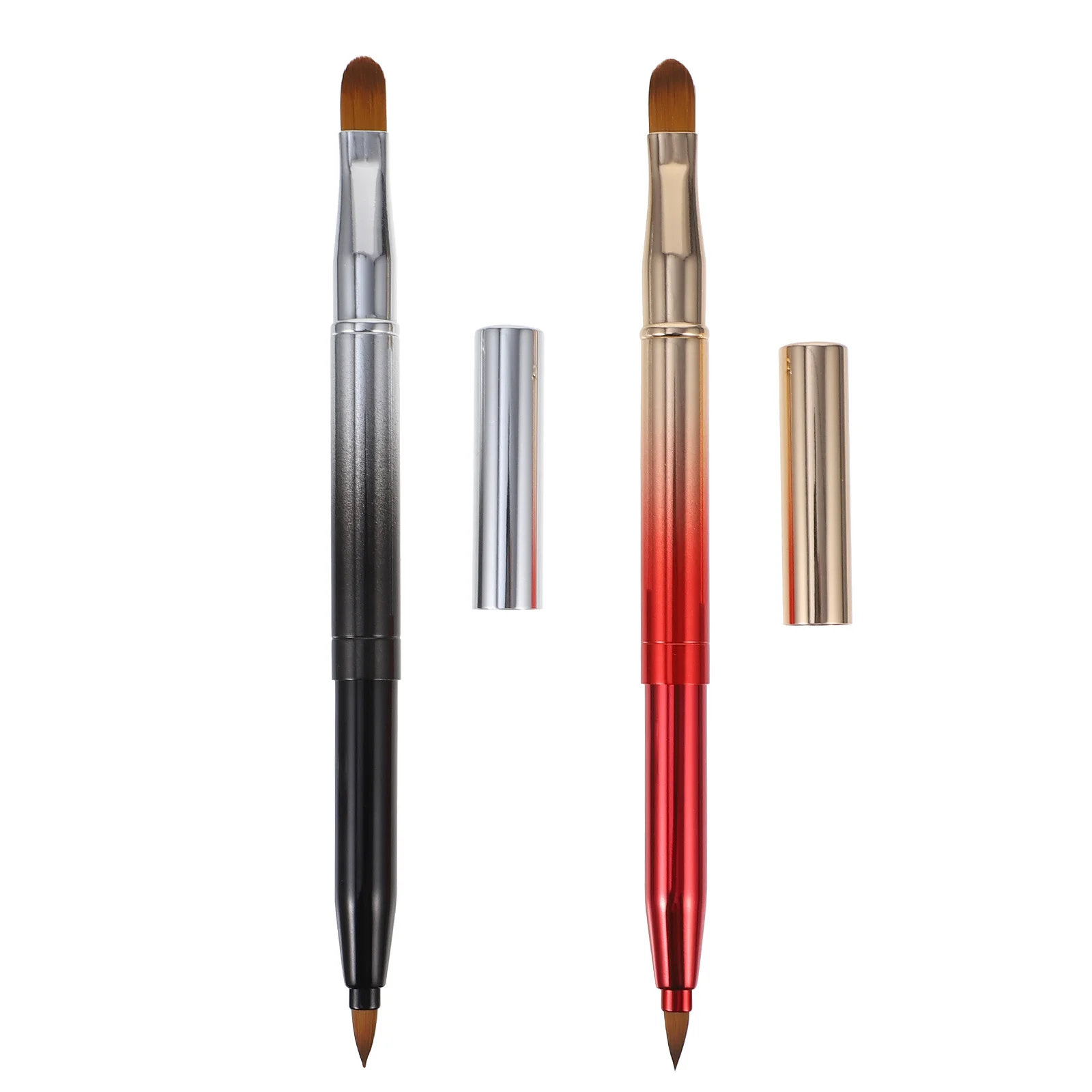 2개입 더블 헤드 메이크업 브러쉬 리트랙터블 립 글로스 어플리케이터 유연한 립 밤 도구 아이섀도우 컨실러 키트