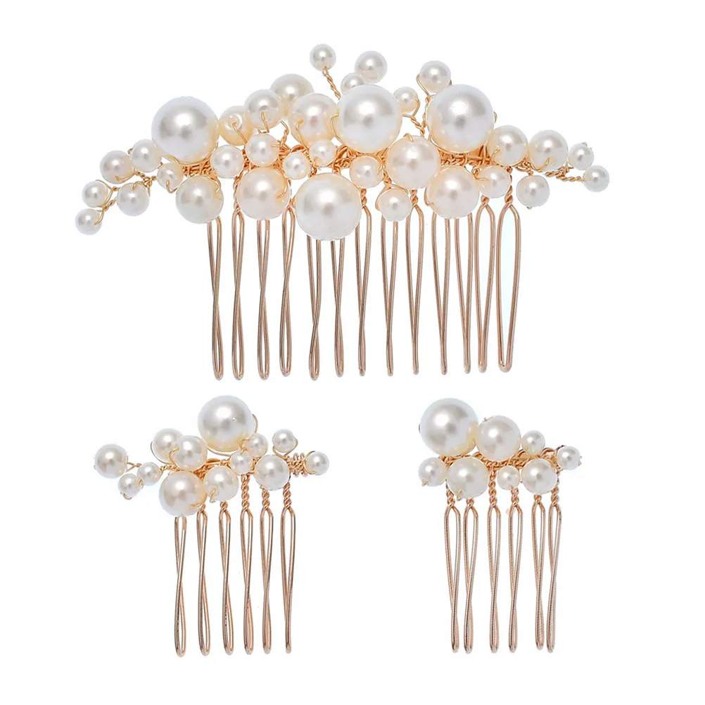 

3Pcs Pearl Headpieces Wedding Hair Combs Bridal Hair Accessories for Bride Side Comb Elegant Styling Comfortable Skin-Friendly