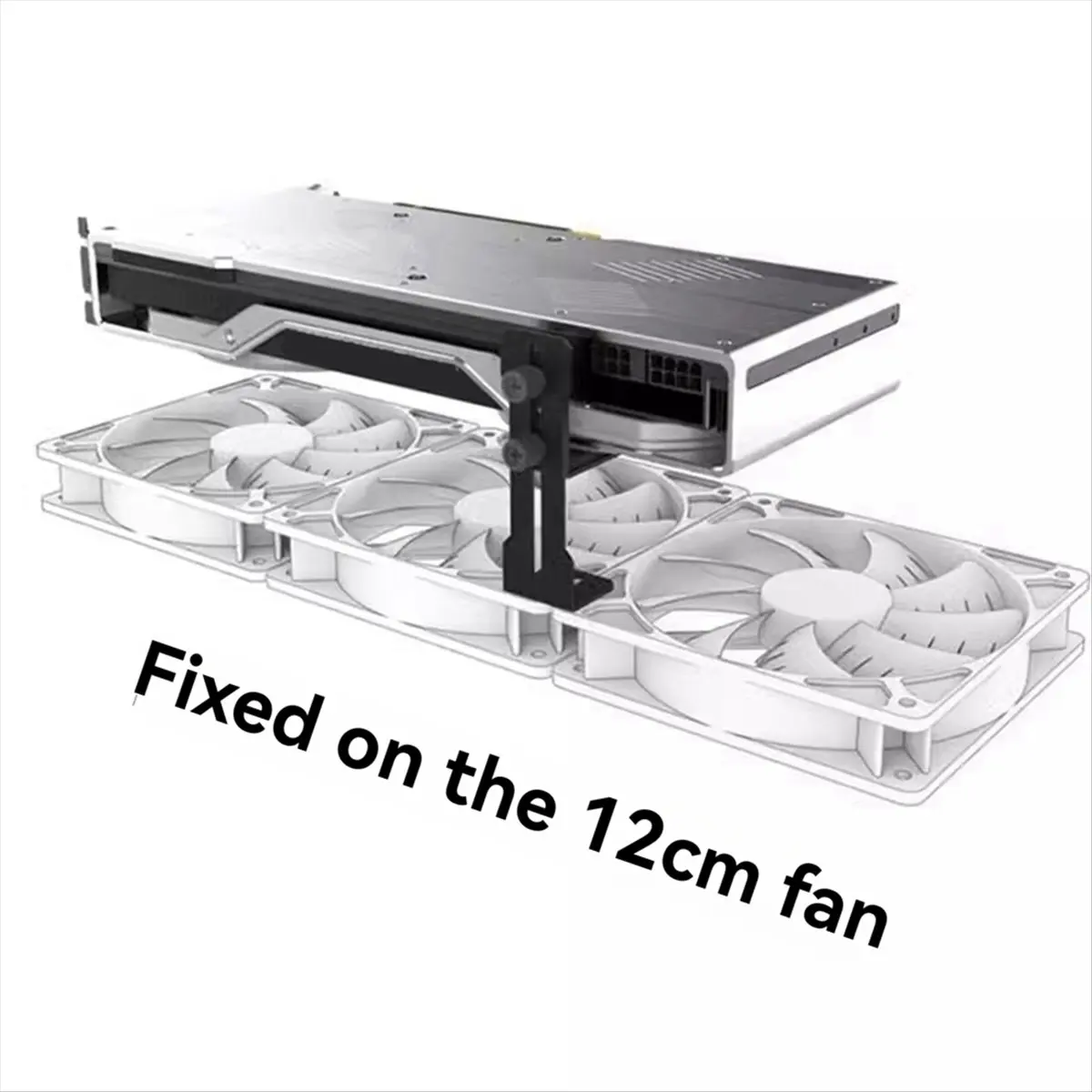 B21B GPU Support Frame Adjustable GPU Brace Prevent Sagging Video Card Support Bracket for Chassis 12cm Fan Position Black