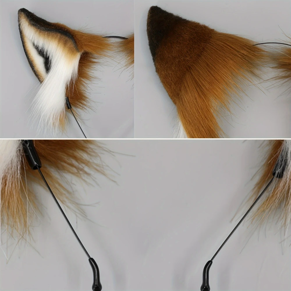 Orelhas de raposa falsas fofas, faixa de cabeça com orelhas realistas, acessório de cabelo de animal, perfeito para Halloween Anime Cosplay Party Carnival