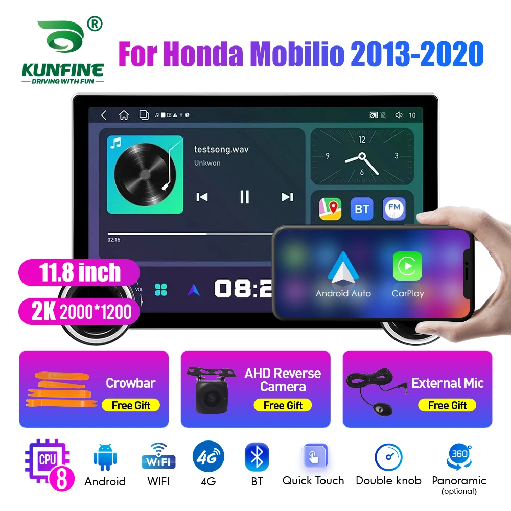 

11.8 Inch 2K Double Knobs 2 Din Car Radio For Honda Mobilio 2013-2020 Car Radio DVD Multimedia Video Player Android Auto Carplay