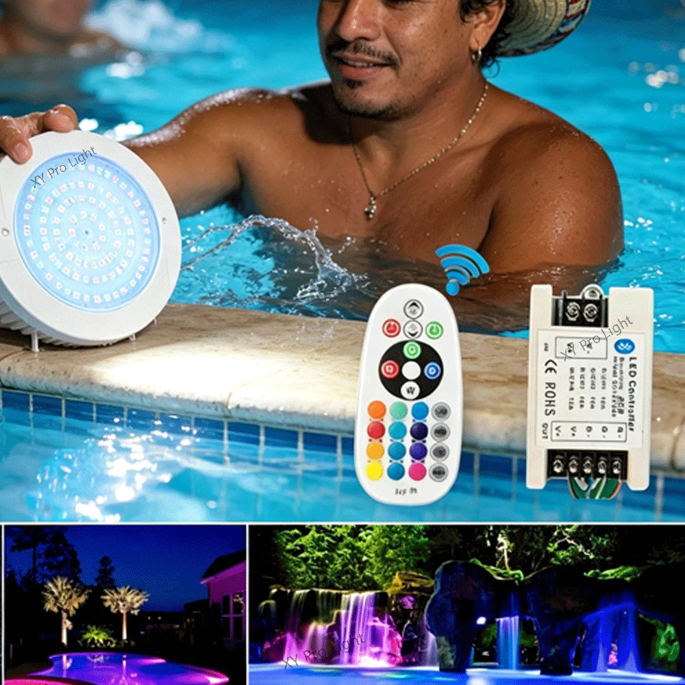 AC12V 30W RGB LED Swimming Pool Light IP68 Waterproof Outdoor Embedded Ultrathin UnderWater Light Pond LED Piscina Luz Spotlight