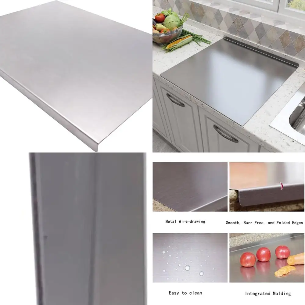 

Large Stainless Steel Kitchen Cutting Board - Ideal for Meat, Fruits, Veggies, Bread, Baking (40x30cm)