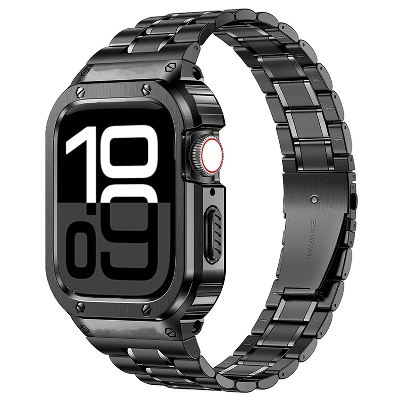 

Stainless Steel Strap+Case For Apple Watch Band 49mm 46mm 45mm 44mm 40mm 41mm Bumper Frame Cover iWatch series 10 9 8 7 SE Ultra