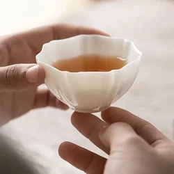 Suet-fat Jade White Porcelain Tea Cup Ceramic Kung Fu Set Host Single Art Supplies Wholesale Cups Teaware Kitchen Dining Bar