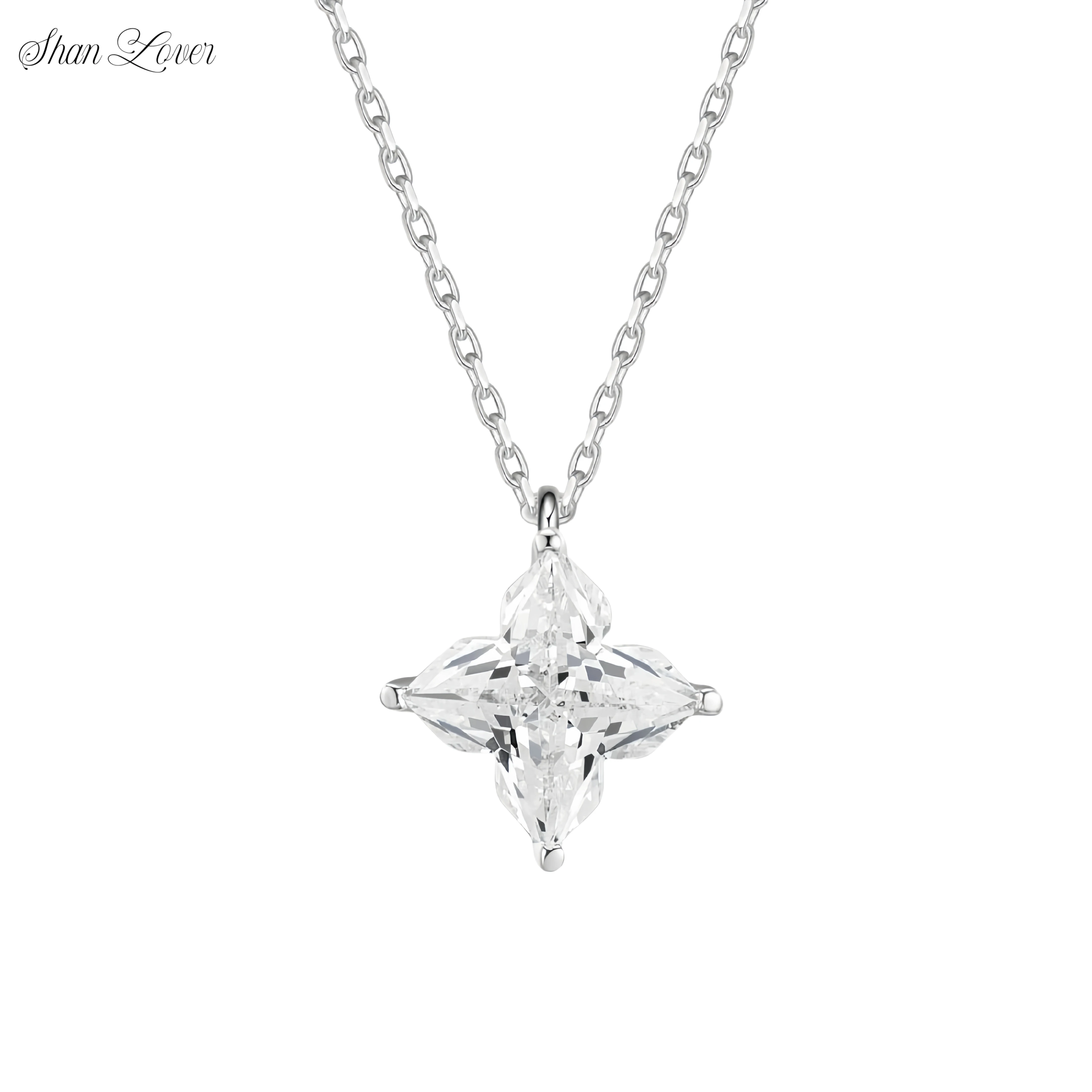 

ShanLover Famous Brand New Fourleaf Clover Necklace Pendants For Female Woman Real 925 Sterling Silver Pendant Necklaces Jewelry
