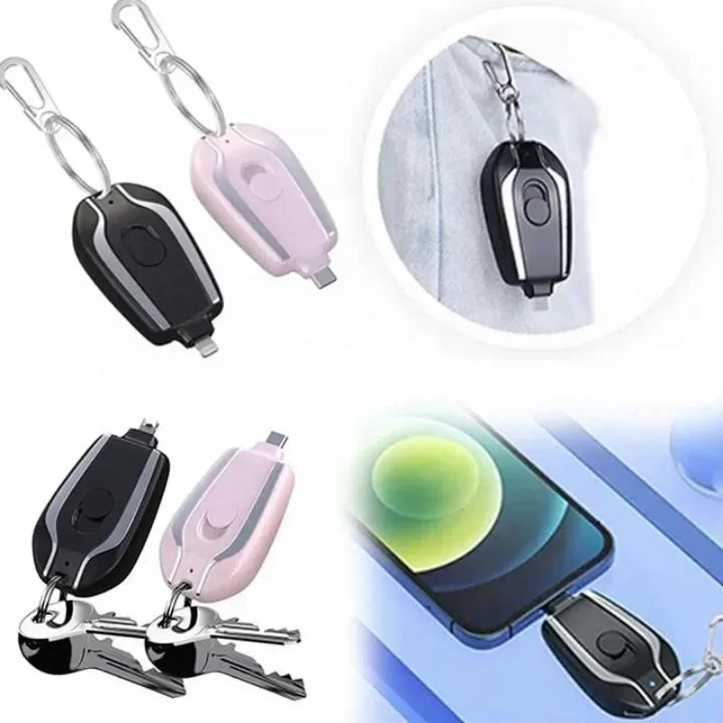 1500mah Power Bank Portable Pocket Emergency Mini Charging Keychain Powerbank USB Type-C Car Shape Phone Charger for IPhone