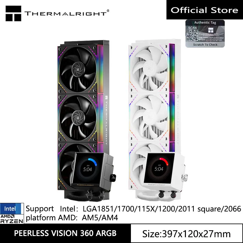 Thermalright PEERLESS VISION 360 ARGB All-in-one water cold radiator,3.95-inch full screen/Wireless splicing fan/support LGA1851