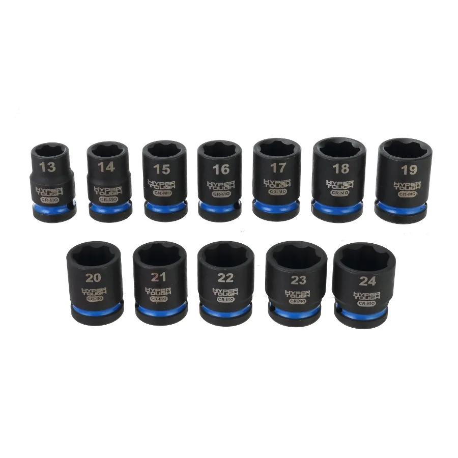 

1/2-Inch Drive Impact Shallow Socket Set, Metric, 12-Piece, Black Oxide Finish, Heavy-Duty Chrome Molybdenum Steel, Ideal for A