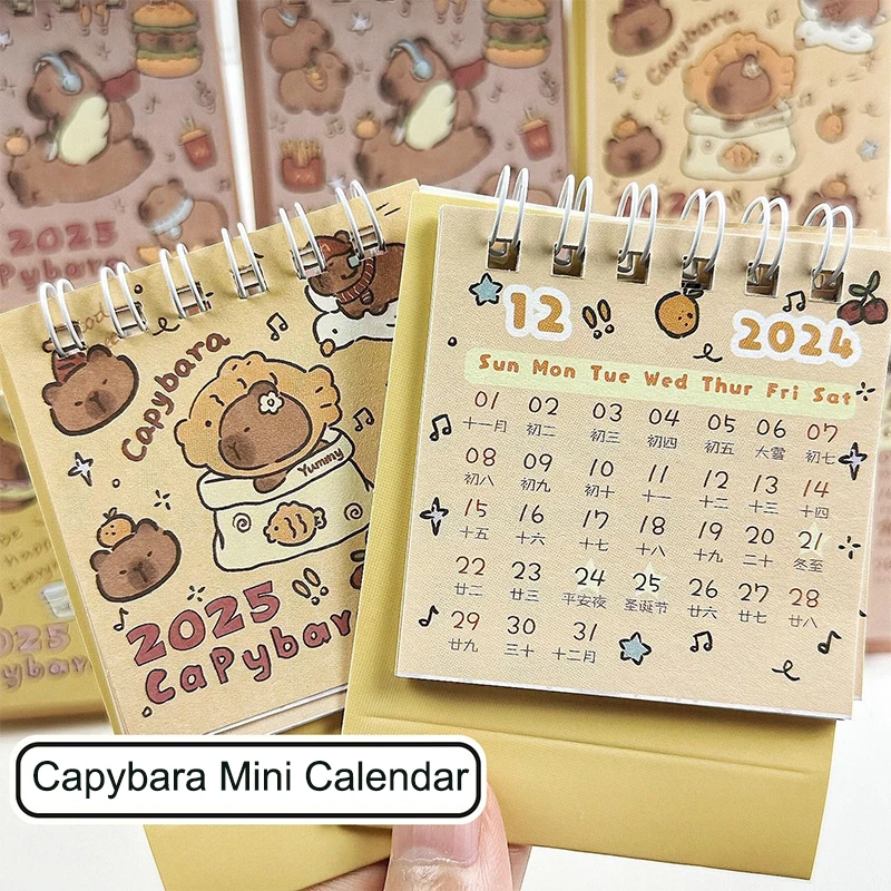 Cartoon Capybara 2025 Desk Calendar Kawaii Calendar To Do List Daily Monthly Yearly Planner Organization Desk Decoration