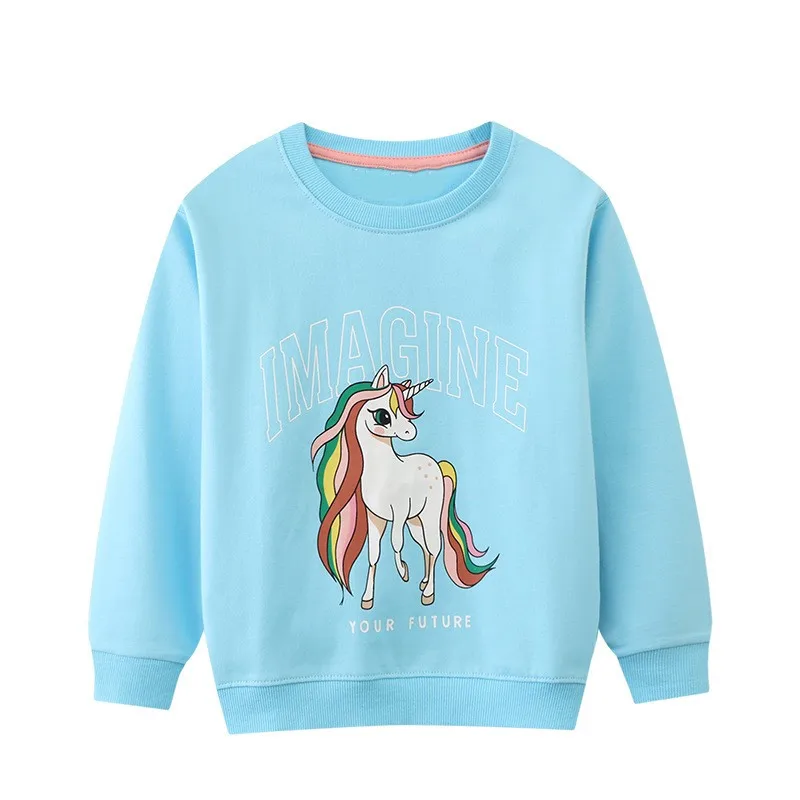 

Jumping Meters 2-7T Autumn Spring Unicorn Girls Sweatshirts Long Sleeve Hot Selling Baby Clothes Toddler Sport Hooded