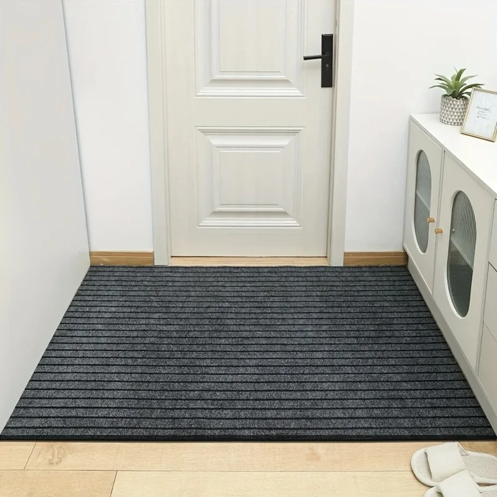 Rutschfester und Waschbarer Outdoor-Teppich, Maßgefertigter Großflächiger Gestreifter Teppich mit Gummiunterseite, Flur-Teppich, Waschraum-Teppich