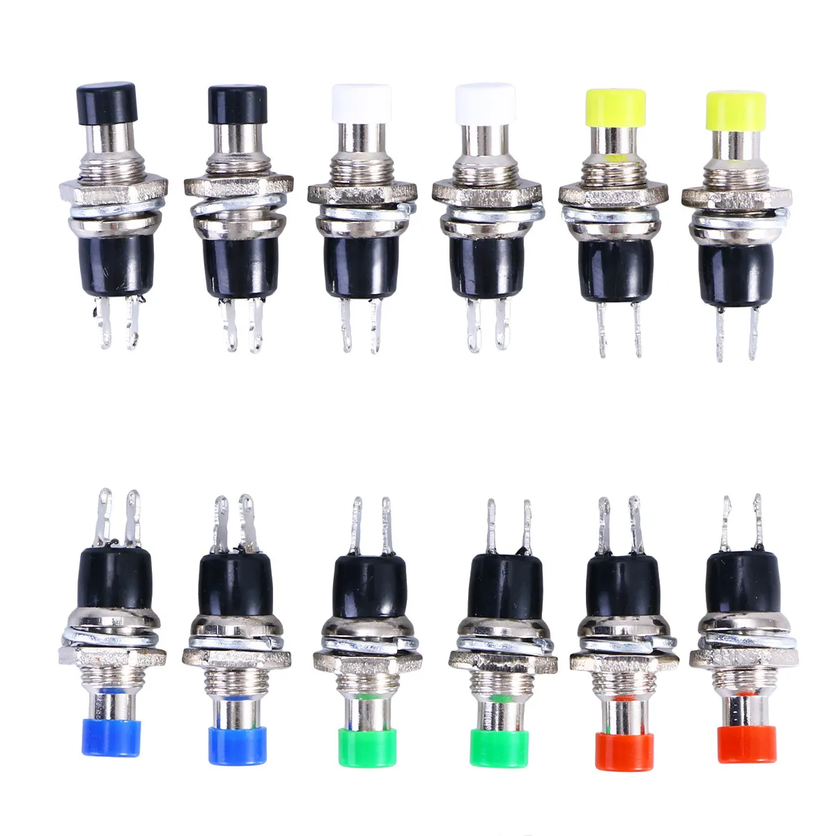 12pcs 7Mm Stainless Steel Momentary Push Button Switch 1A 250V Spst Off On Latching Mini For Industrial Control Automotive