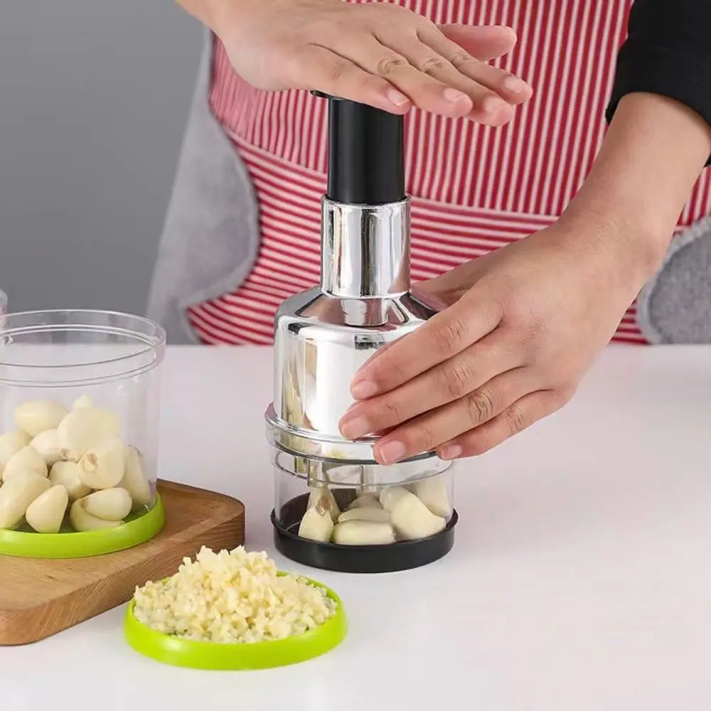 Stainless Steel Garlic Presser Manual Pressed Handheld Vegetable Slicer Compact Multi-functional Fruit Dicer Food Preparation
