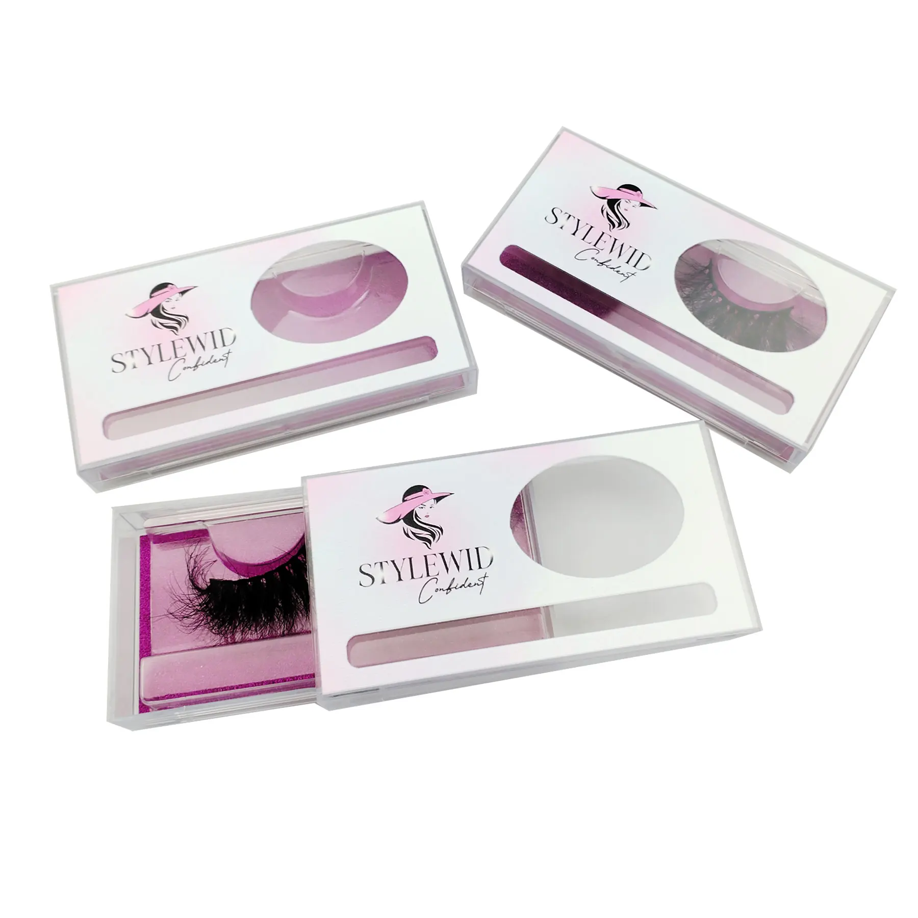 Wholesale Eyelash Plastic Boxes Package Custom 25mm Lashes Box Packaging Brand Logo With Brush For Gift Salon Eye-lash Cases