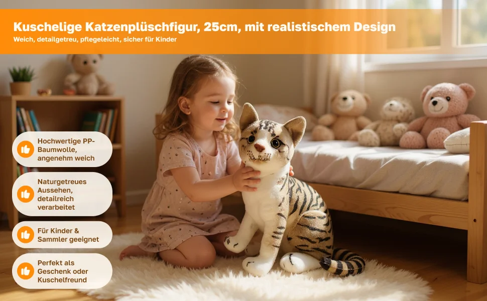 

Cat Plush Toy Kids Room Decor Cat Stuffed Animal Toy for Family Teens